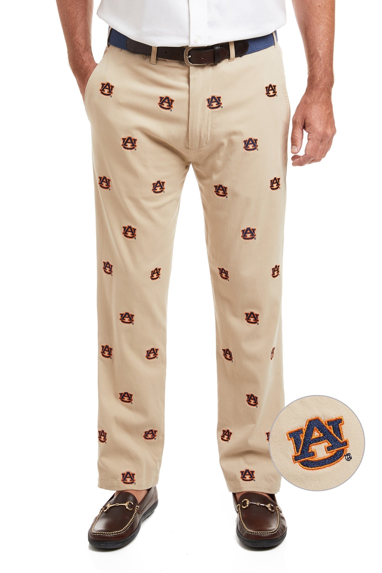 Men's Auburn University Stretch Twill Khaki Pants - Comfortable & Durable for School, Work & Casual Wear