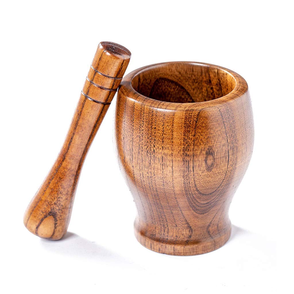 Handmade Natural Bamboo Mortar and Pestle Set - Wooden Spice Grinder for Crushing Herbs, Garlic, Pepper, Nuts & Guacamole | Perfect for Kitchen, Cooking & Food Preparation