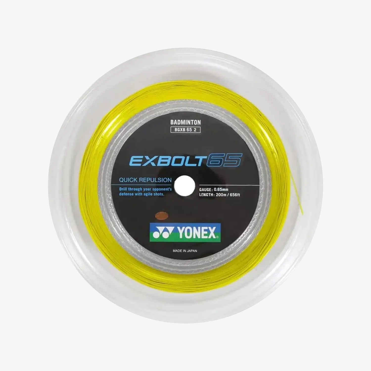 Yonex Exbolt 65 200m Badminton String (Yellow) - High Performance Badminton Racket String for Professional Players - Perfect for Tournaments & Training Sessions