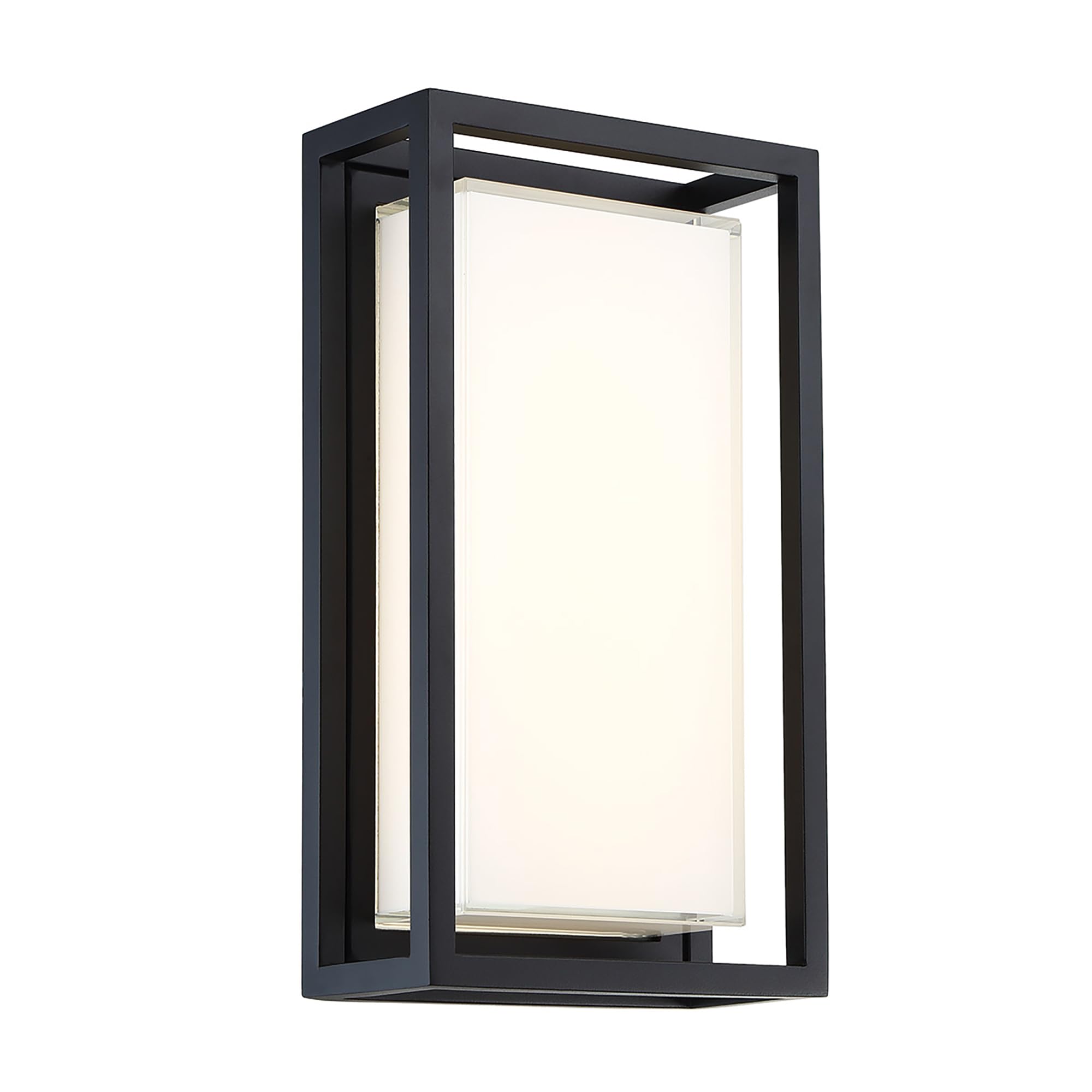 Modern Forms Framed 14-inch LED Wall Light - Indoor/Outdoor Use - 3000K Warm White - Black Finish - Perfect for Porch, Patio, and Entryway Lighting