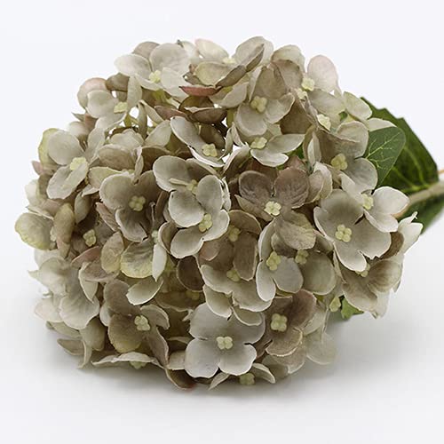 Meideli 12-Pack Artificial Hydrangea Flowers Bouquet - Realistic Silk Fake Flowers with Leaves for DIY Wedding, Party, Home Decor (Gray) - Perfect for Centerpieces, Table Arrangements, and Floral Crafts