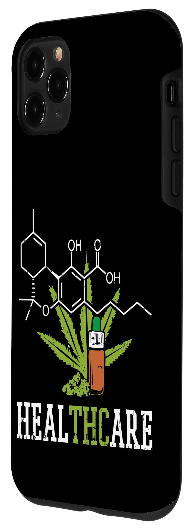 iPhone 11 Pro Max Case - THC Molecule Design, Weed Chemistry Cannabis Themed Protective Cover for Stoners - Perfect for 420 Gifts, Cannabis Enthusiasts & Chemistry Lovers