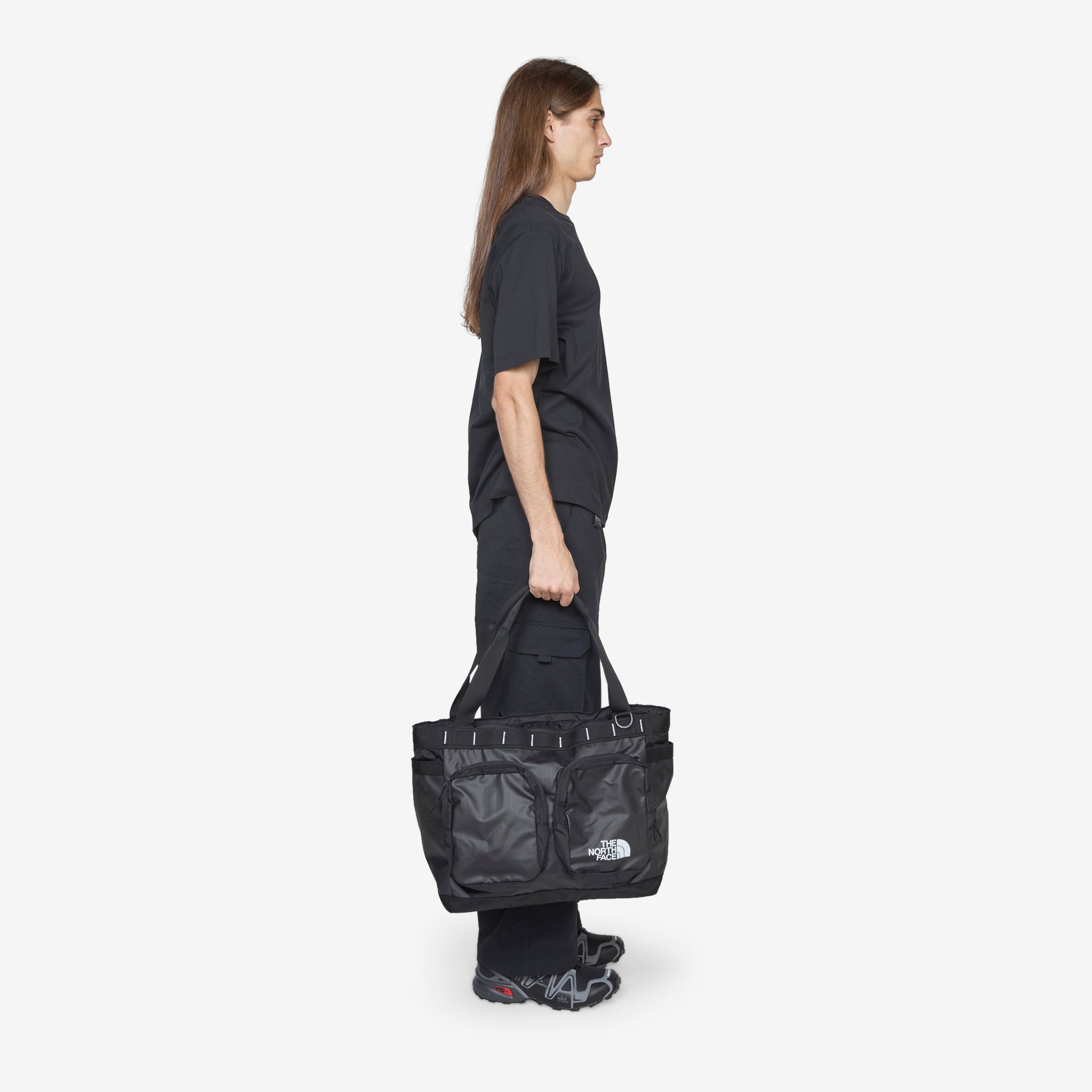 Base Camp Voyager Tote Bag - The North Face TNF Black & White Waterproof Travel Tote for Hiking, Camping & Outdoor Adventures