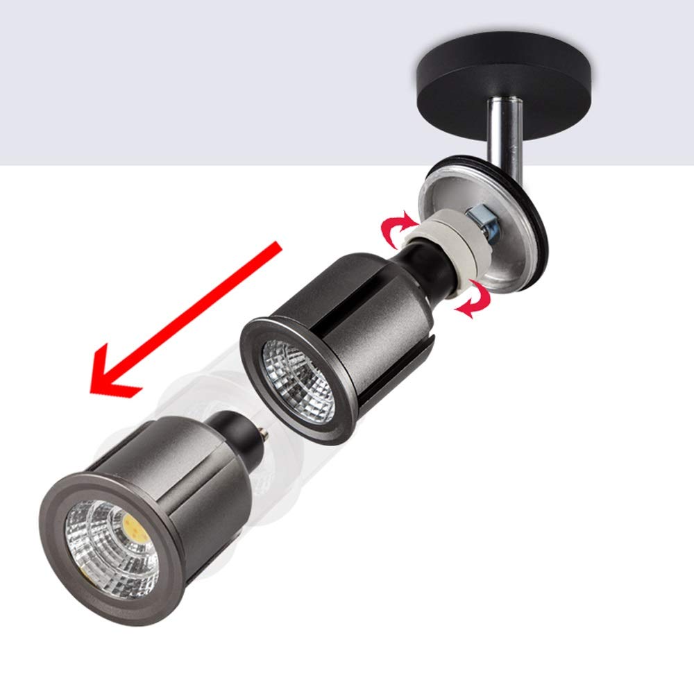 2 Pack Adjustable LED Wall Sconce - Rotatable GU10 Ceiling Spotlight Fixture in White/Black/Gold | Energy Efficient A++ Bedside Reading Lamp | Perfect for Living Room, Bedroom & Hallway Lighting