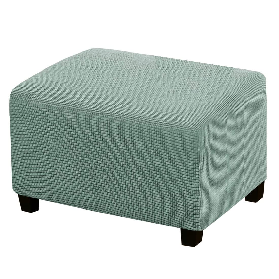 Stretch Ottoman Cover Rectangle - Soft Slipcover with Elastic Bottom for Folding Storage Stool - X-Large Green Furniture Protector | Perfect for Living Room, Bedroom & Home Decor