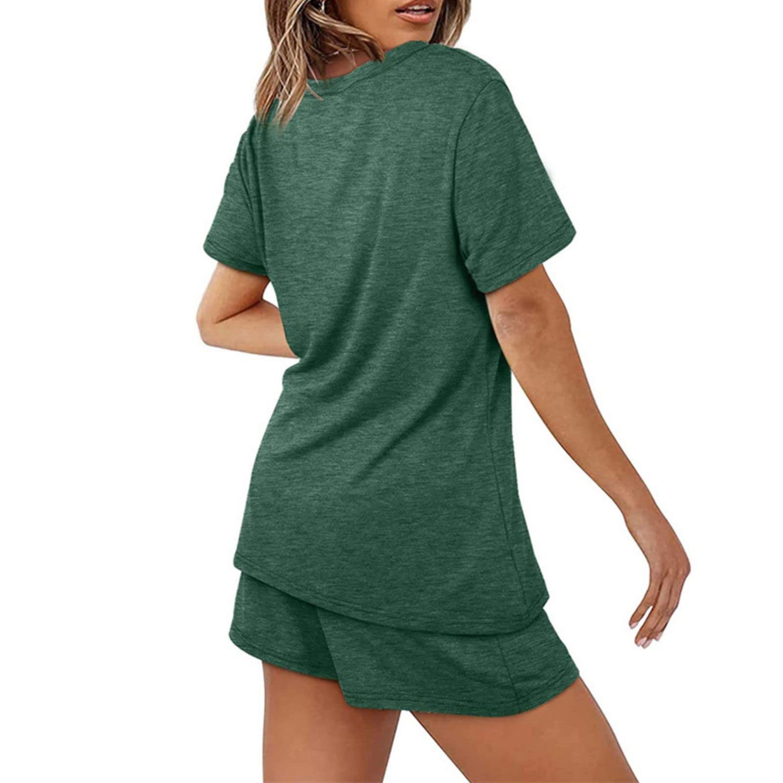 Evzosrz Women's 2-Piece Summer Outfit - Lounge Matching Set with Short Sleeve Top & Shorts | Comfy Vacation Clothes for Beach, Travel & Casual Wear