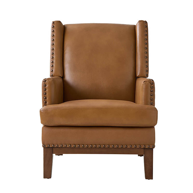 Genuine Leather Mid Century Modern Accent Chair - Rosa Design for Living Room, Office & Lounge - Stylish & Comfortable Seating