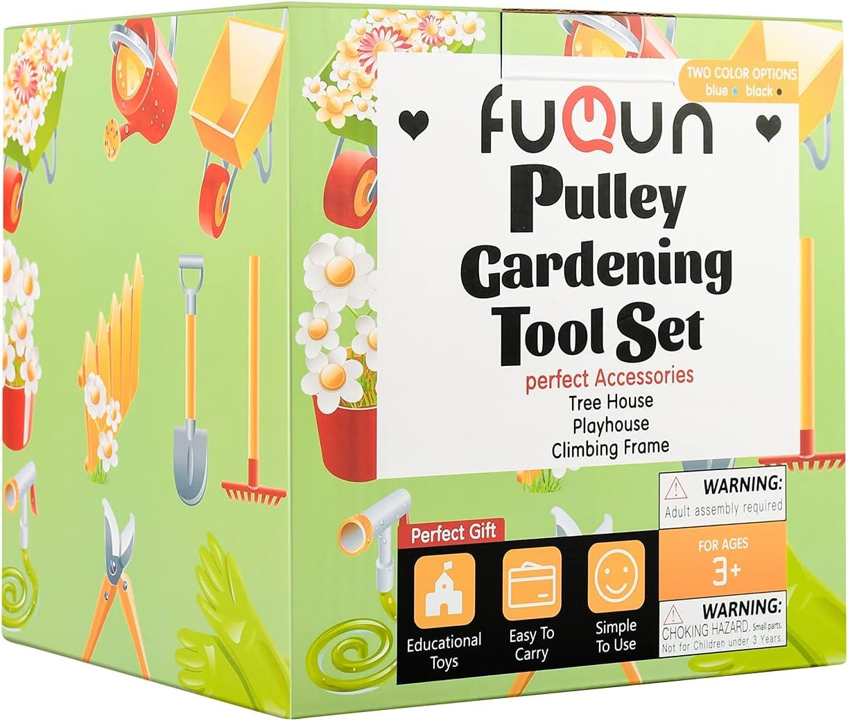 FUQUN Kids Treehouse Accessories Set - 2 Pack Black Pulley System with Bucket for Outdoor Playhouse, Pirate Ship & Backyard Games | Perfect for Tree Forts, Playgrounds & Adventure Play