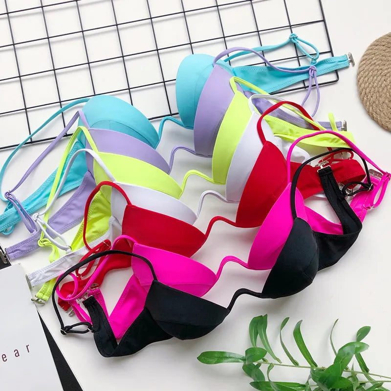 8 Colors Women's Halter Bikini Set - Push Up Swimwear, Bandeau Swimsuit & Sexy Bathing Suit for Beach, Pool Party & Summer Vacation