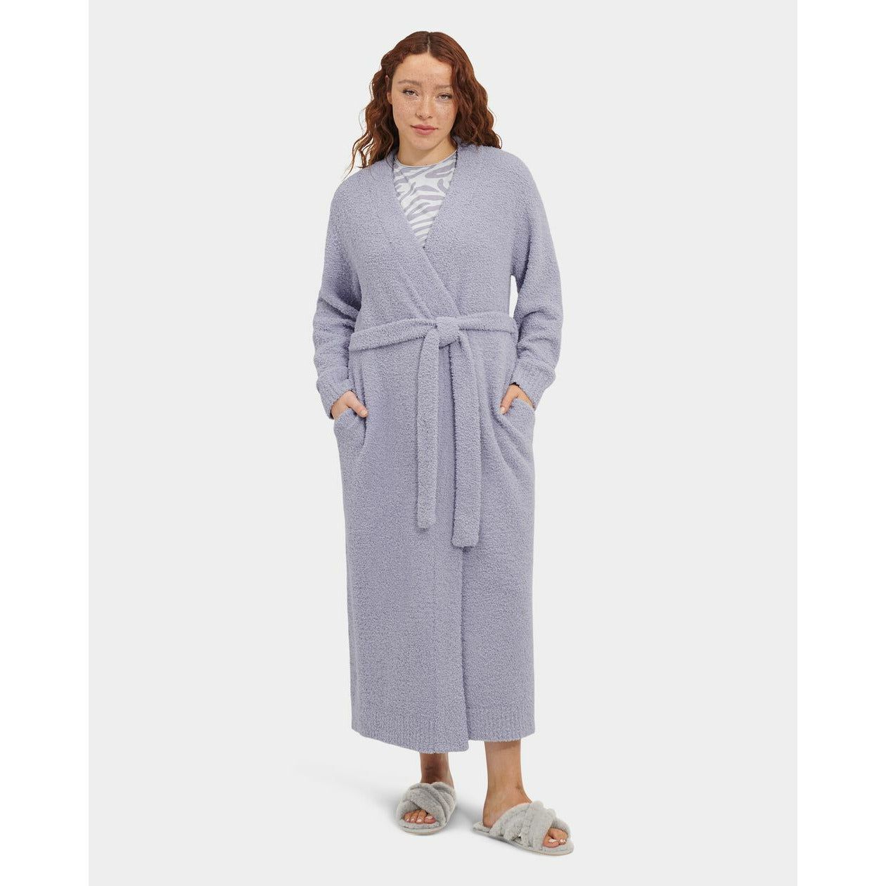 UGG Women's Lenny Knit Robe - Soft Plush Fleece Lined Bathrobe in Cloudy Grey | Cozy Lounge Wear for Home, Spa & Relaxation
