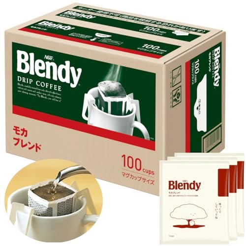 AGF Blendy Drip Coffee Mocha Blend - 100 Single Serve Coffee Bags for Home, Office & Travel | Rich Flavor Instant Coffee for Busy Mornings & Afternoon Breaks