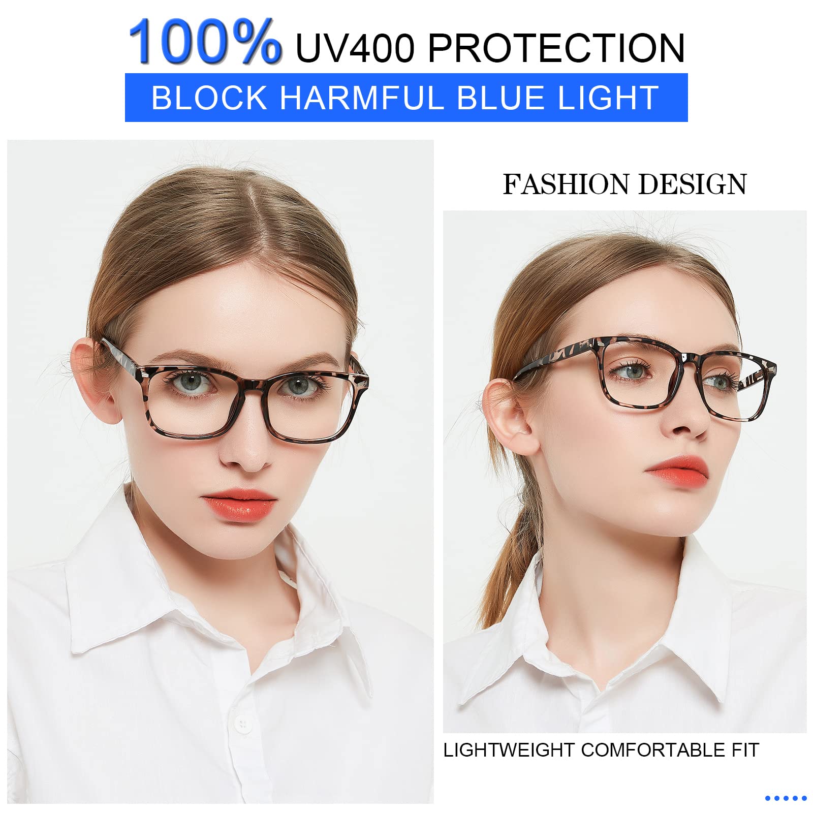 Blue Light Blocking Reading Glasses for Women - MARE AZZURO Computer Glasses with Magnification 0.00 to 6.00 (Leopard Print, +1.75) - Perfect for Office Work, Gaming & Screen Time