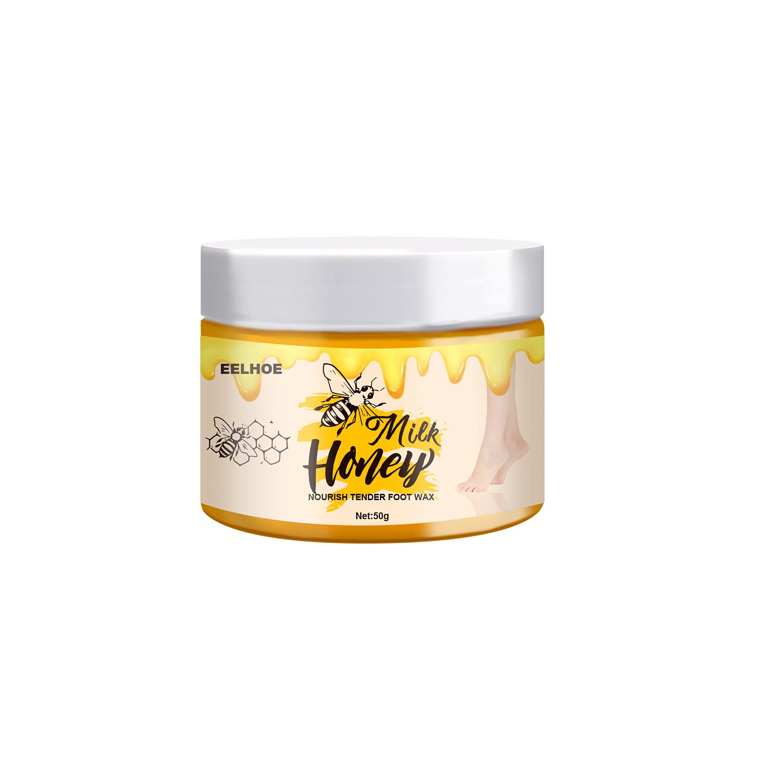 Honey Milk Foot Wax Mask & Electric Nail Filer for Women - Softens & Exfoliates Dry Cracked Feet - Perfect for Pedicures, At-Home Spa & Pre-Sandal Season Foot Care (Yellow, One Size)