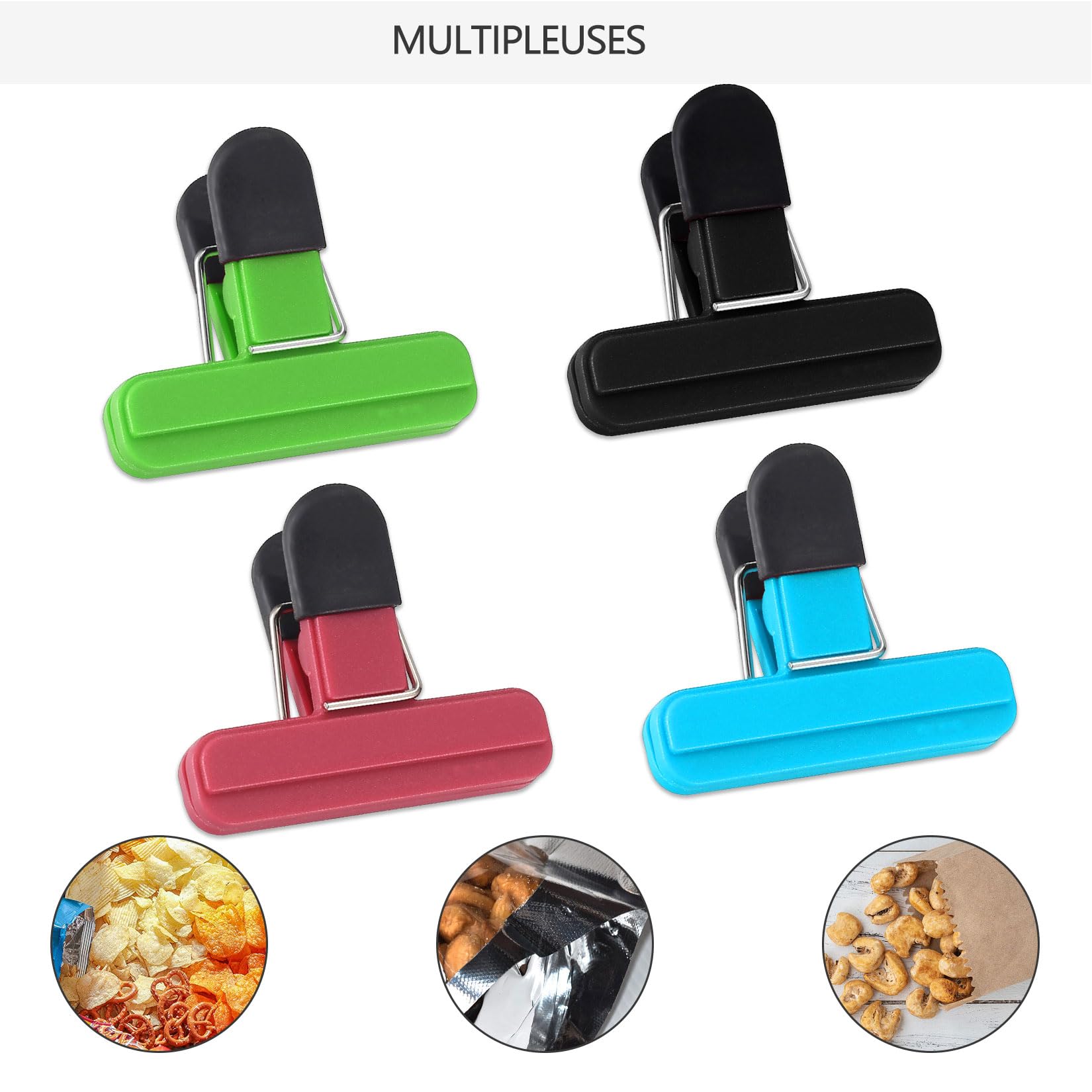 12-Pack Reusable Plastic Food Storage Clips - Airtight Bag Clips for Snacks, Coffee, Vegetables & More | Perfect for Kitchen, Pantry & Travel Organization