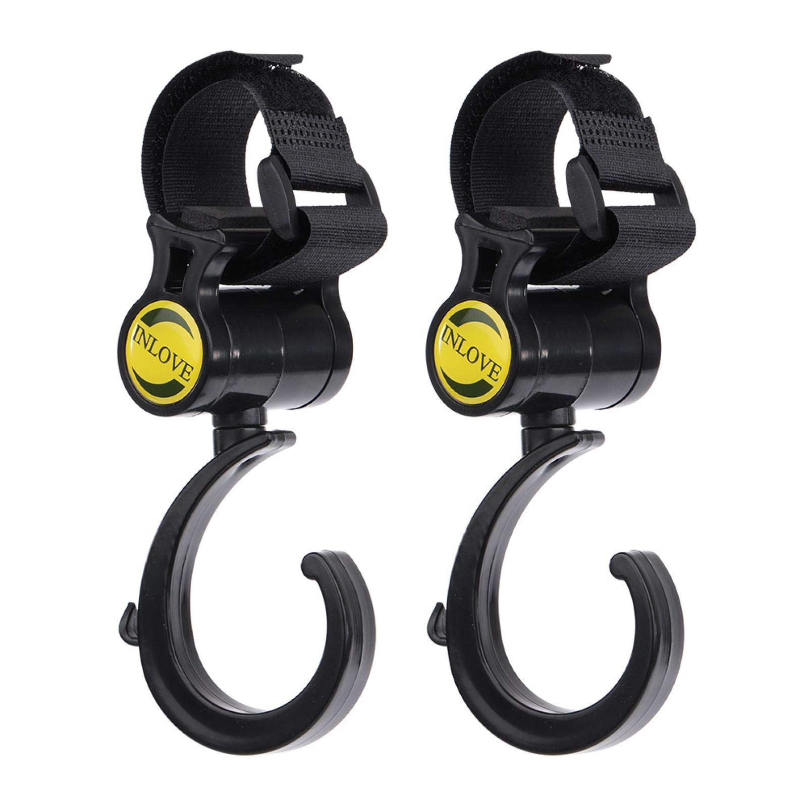 2-Pack 360° Rotating Baby Stroller Hooks - Heavy Duty Multi-Purpose Hangers for Diaper Bags, Groceries, Shopping & Purses - Perfect for Strollers, Shopping Carts & Travel Accessories