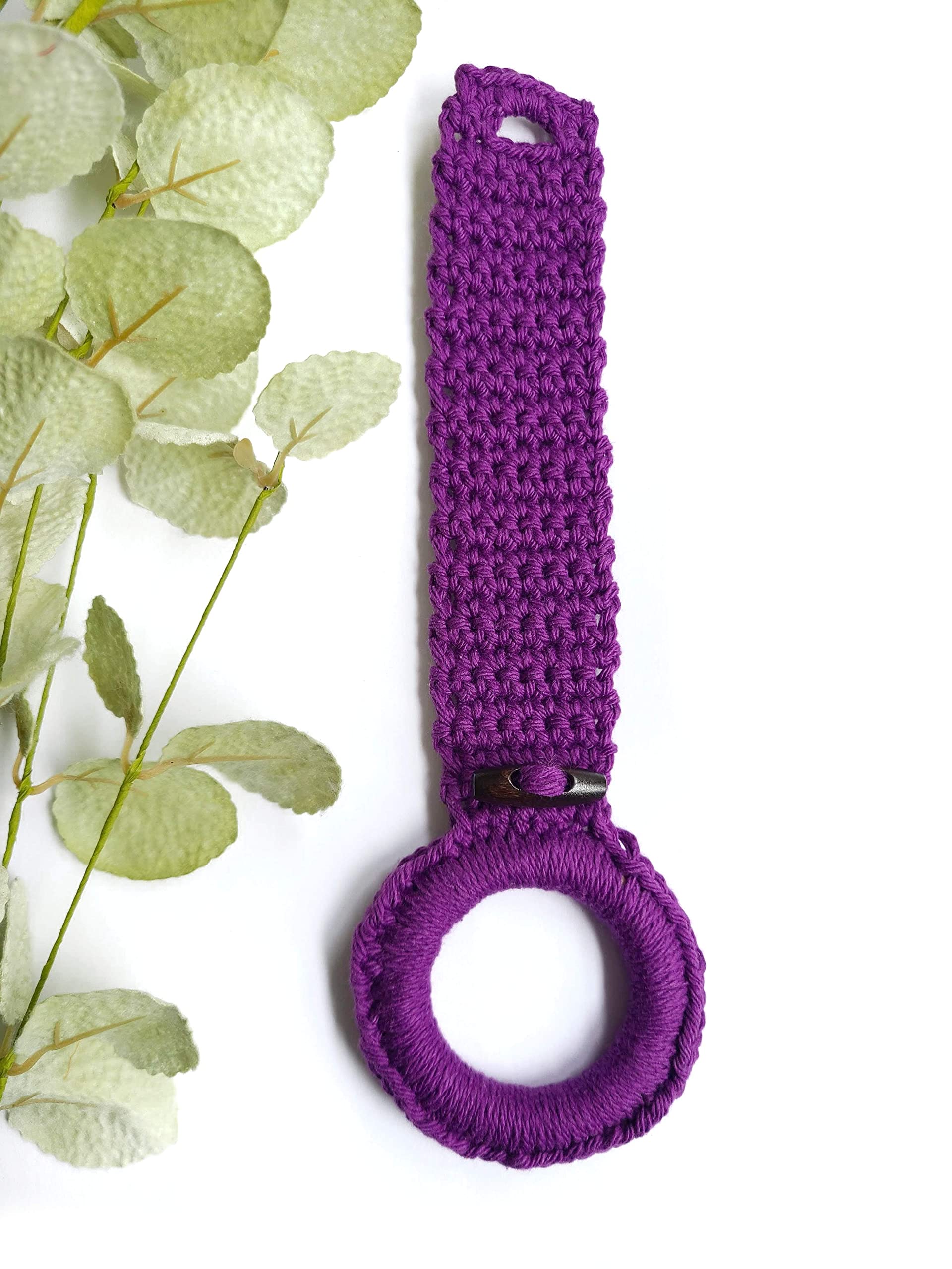 Stainless Steel Hanging Kitchen Towel Ring - Durable Kitchen Towel Holder with Hanging Loop - Unique Housewarming Gift for Kitchen (Purple) - Perfect for Organizing Dish Towels Near Sink or Stove