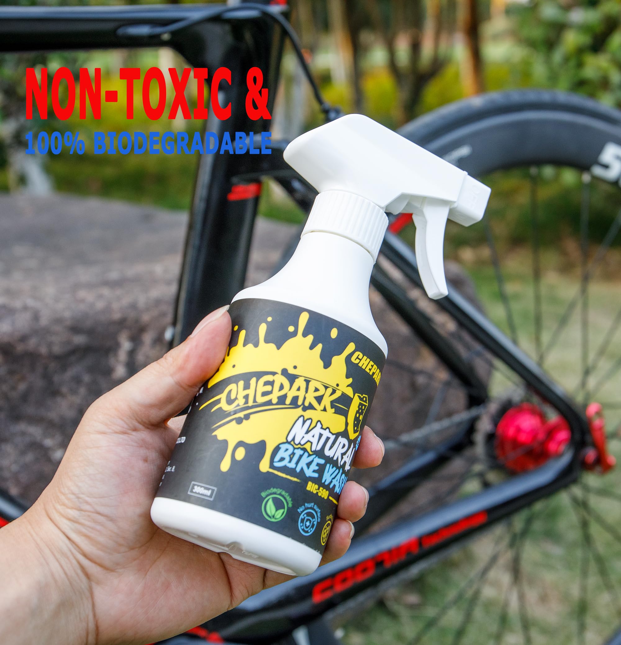 Nano Bike Cleaner with Easy Spray Applicator - Fast Acting Bike Wash for Oil, Grease & Dirt Removal - All Surface Safe (300ml) - Perfect for Mountain Bikes, Road Bikes & Motorcycles