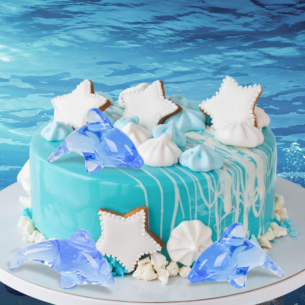 ArtCreativity 24-Piece Mini Acrylic Dolphin Cake Toppers Set - 2 Inch Ocean-Themed Cupcake Decorations for Mermaid, Nautical & Baby Shower Parties | Perfect for Beach Birthday Cakes, Underwater-Themed Desserts & Party Favors