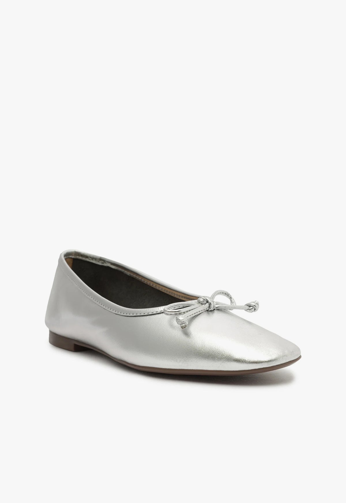 Arissa Women's Silver Leather Ballet Flats - Comfortable & Stylish Slip-On Shoes for Work, Travel & Casual Wear