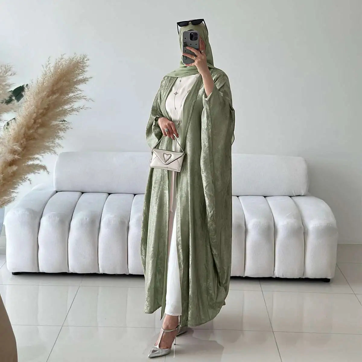 Elegant Muslim Women's Open Abaya Dress - Modest Long Cardigan for Prayer & Daily Wear - Perfect for Hijab Outfits & Special Occasions