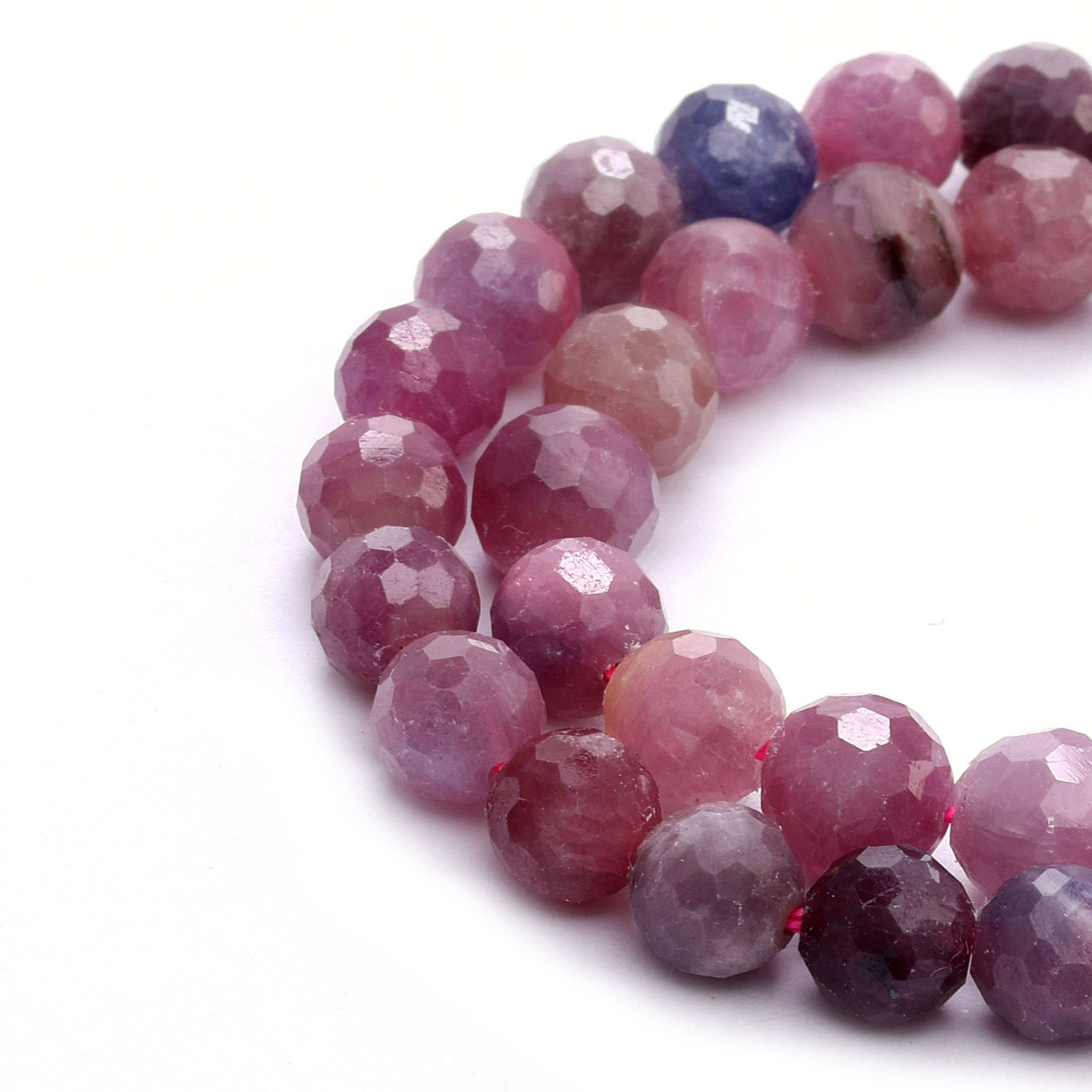 Natural Ruby Faceted Round Beads 4mm-15.5mm (5mm 6mm 7mm 8mm 9mm 10mm 11mm) 15.5 Inch Strand for Jewelry Making, DIY Bracelets, Necklaces & Craft Projects