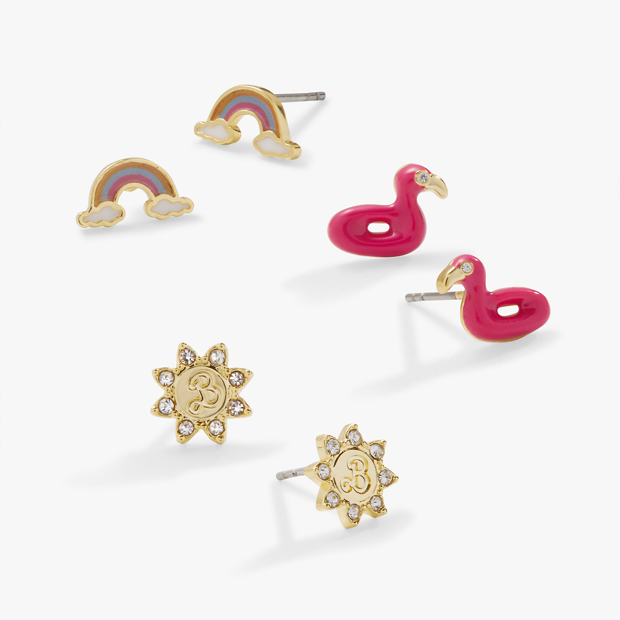 Barbie™ The Movie Inspired Sun Earrings Set - Gold-Tone Fashion Jewelry for Women & Girls - Perfect for Parties, Cosplay, and Barbie Movie Fans