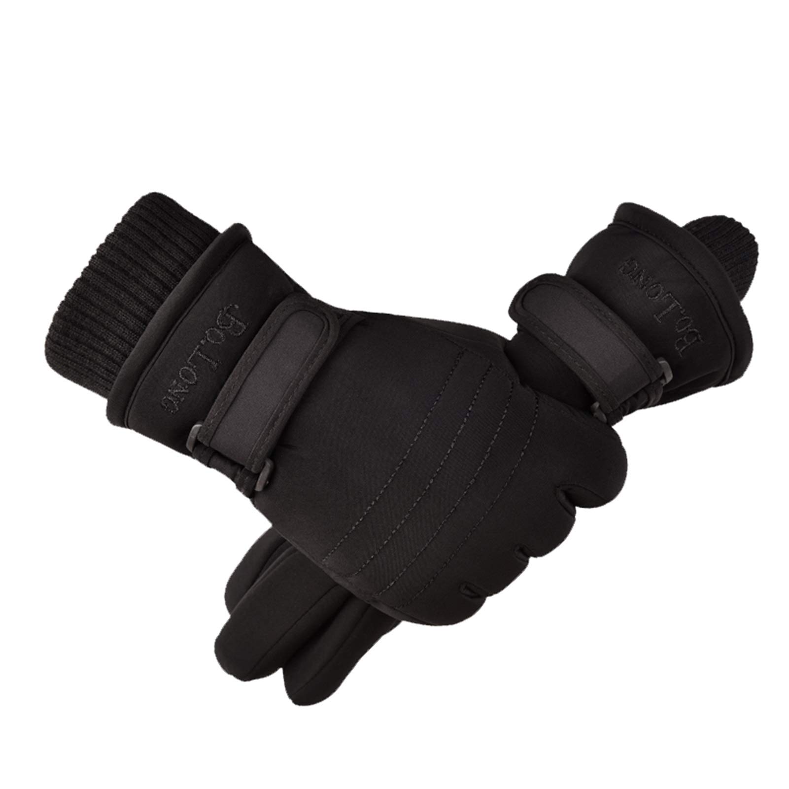 Windproof & Water Resistant Winter Gloves for Men & Women - Thermal Suede Leather Touchscreen Gloves (Black) - Perfect for Skiing, Snowboarding & Cold Weather Activities