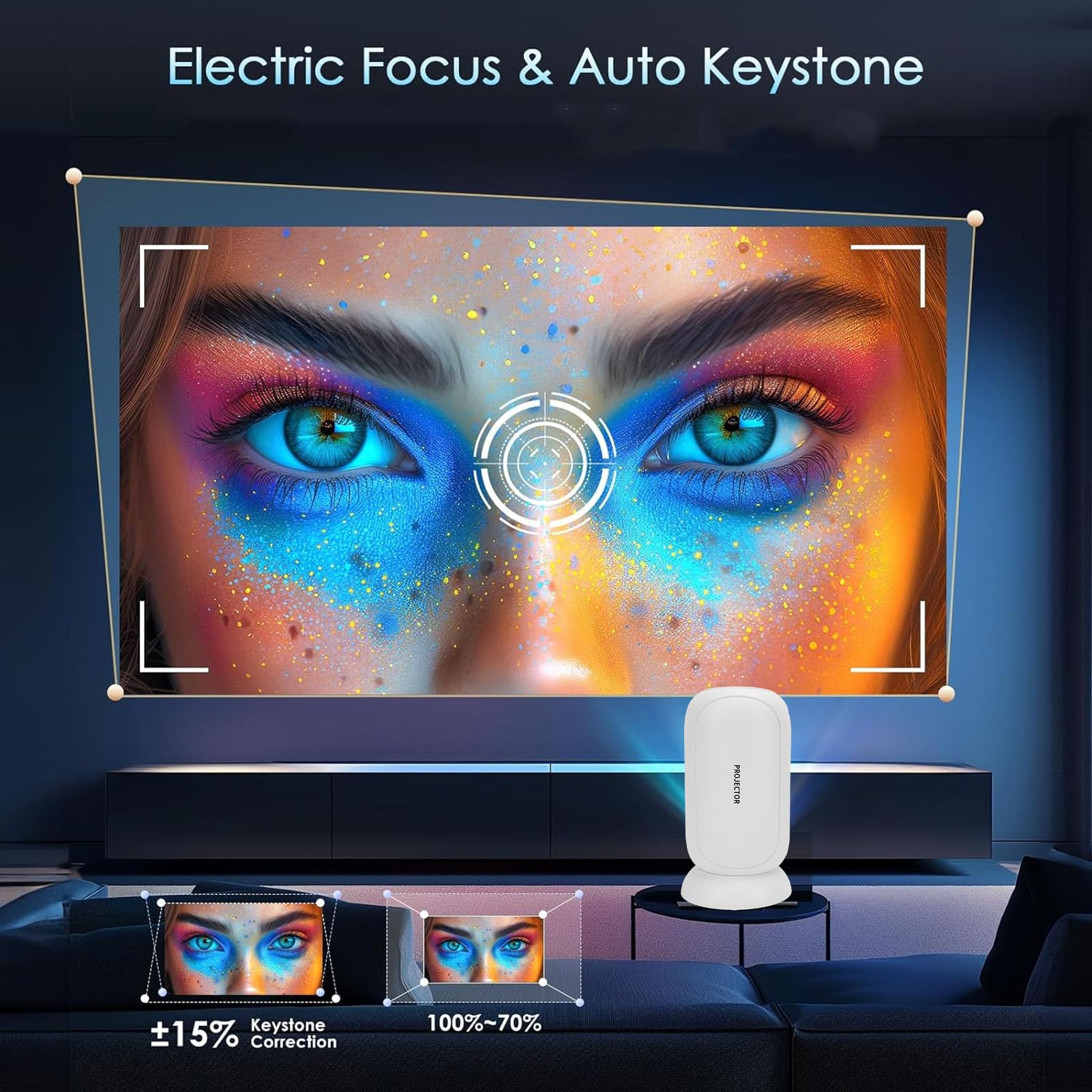 6K Smart Projector with WiFi & HDMI - Full HD Home Theater Projector for Indoor & Outdoor Movies - Compatible with Netflix, YouTube (UK Plug) - Perfect for Backyard Cinema, Gaming & Streaming