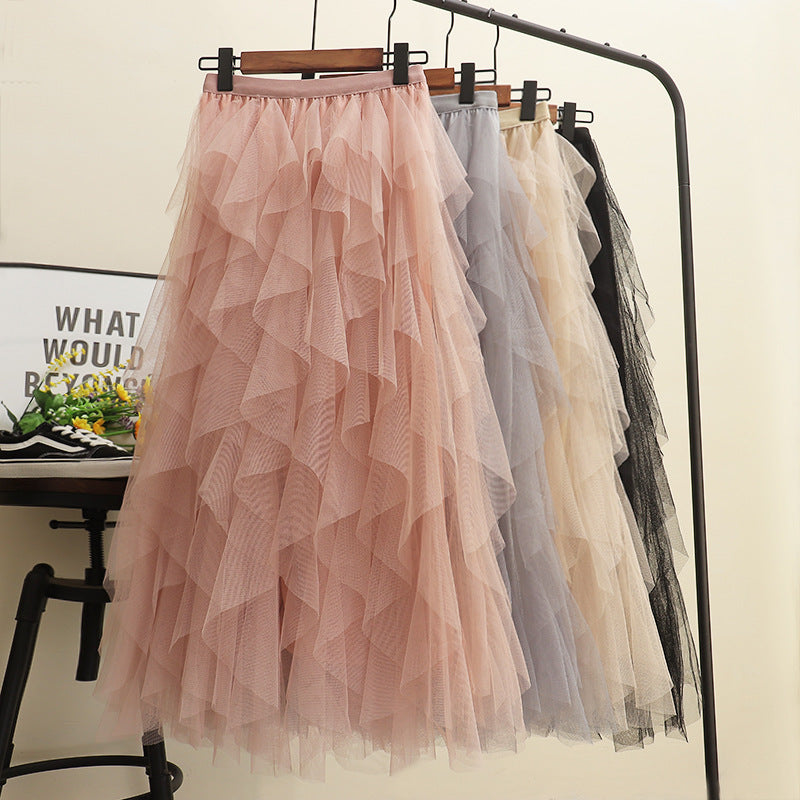 Women's Irregular Mesh Layered Cake Skirt - Fluffy Long Fairy Skirt for Boho Chic & Festival Outfits | Perfect for Concerts, Date Nights & Photo Shoots