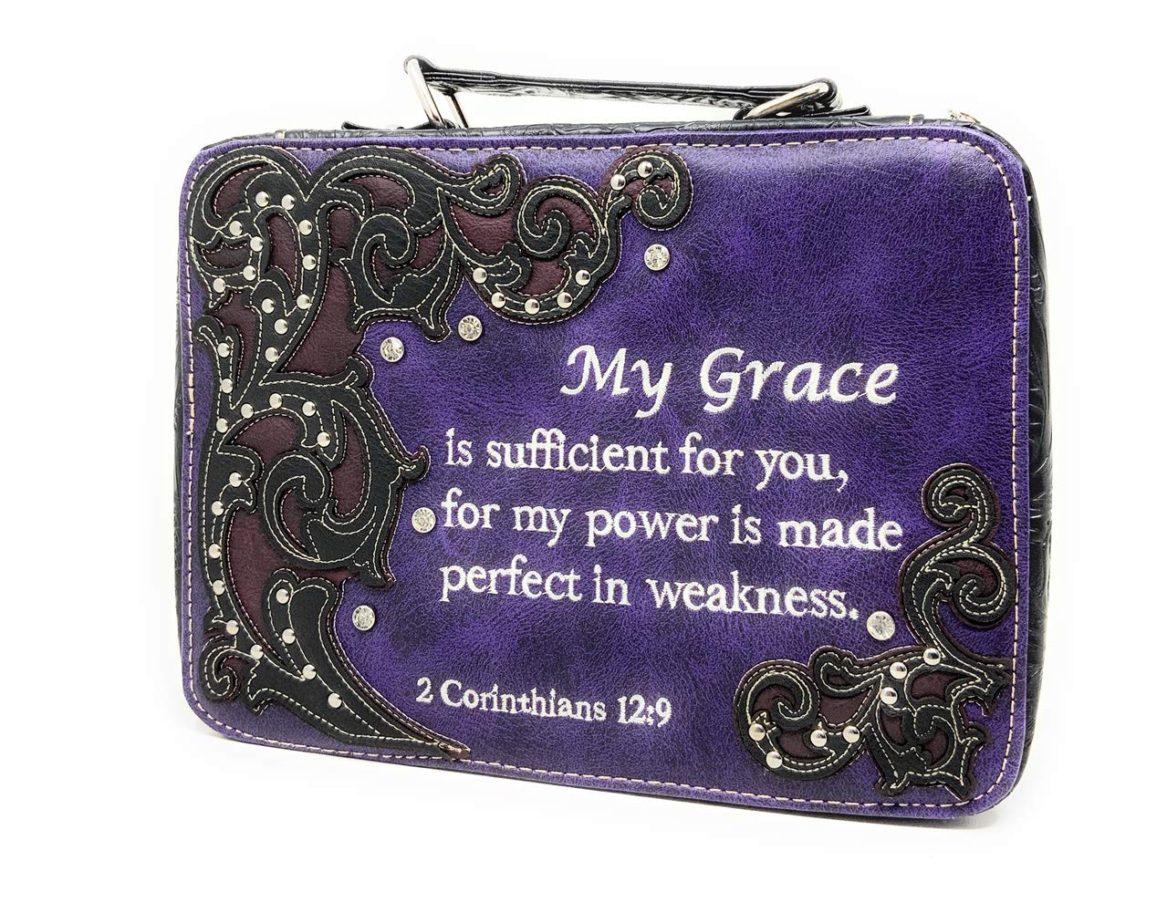 Western Embroidery Scripture Women's Rhinestone Cross Bible Verse Handbag Wallet - 5 Colors - Church, Bible Study & Sunday Service Accessory