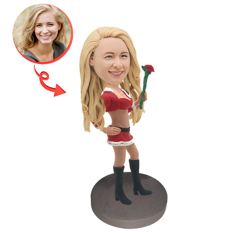 Custom Christmas Lady Bobblehead - Personalized Holiday Gift for Women, Party Decor, Office Desk Ornament & Festive Home Decoration