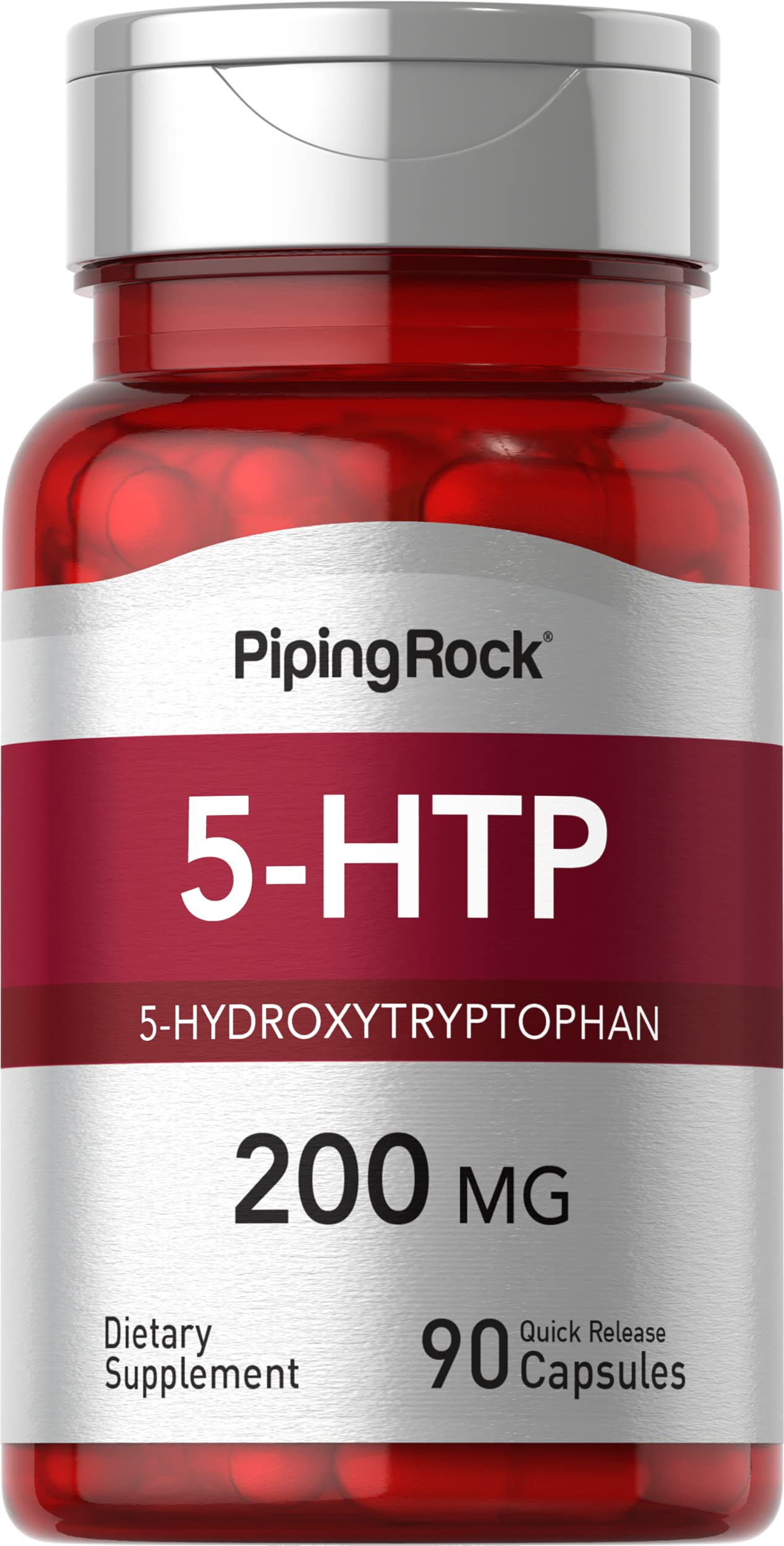 Piping Rock 5-HTP 200mg Supplement - 90 Capsules | 5-Hydroxytryptophan & Griffonia Simplicifolia Extract | Non-GMO, Gluten Free | Supports Mood, Sleep & Stress Relief for Daily Wellness