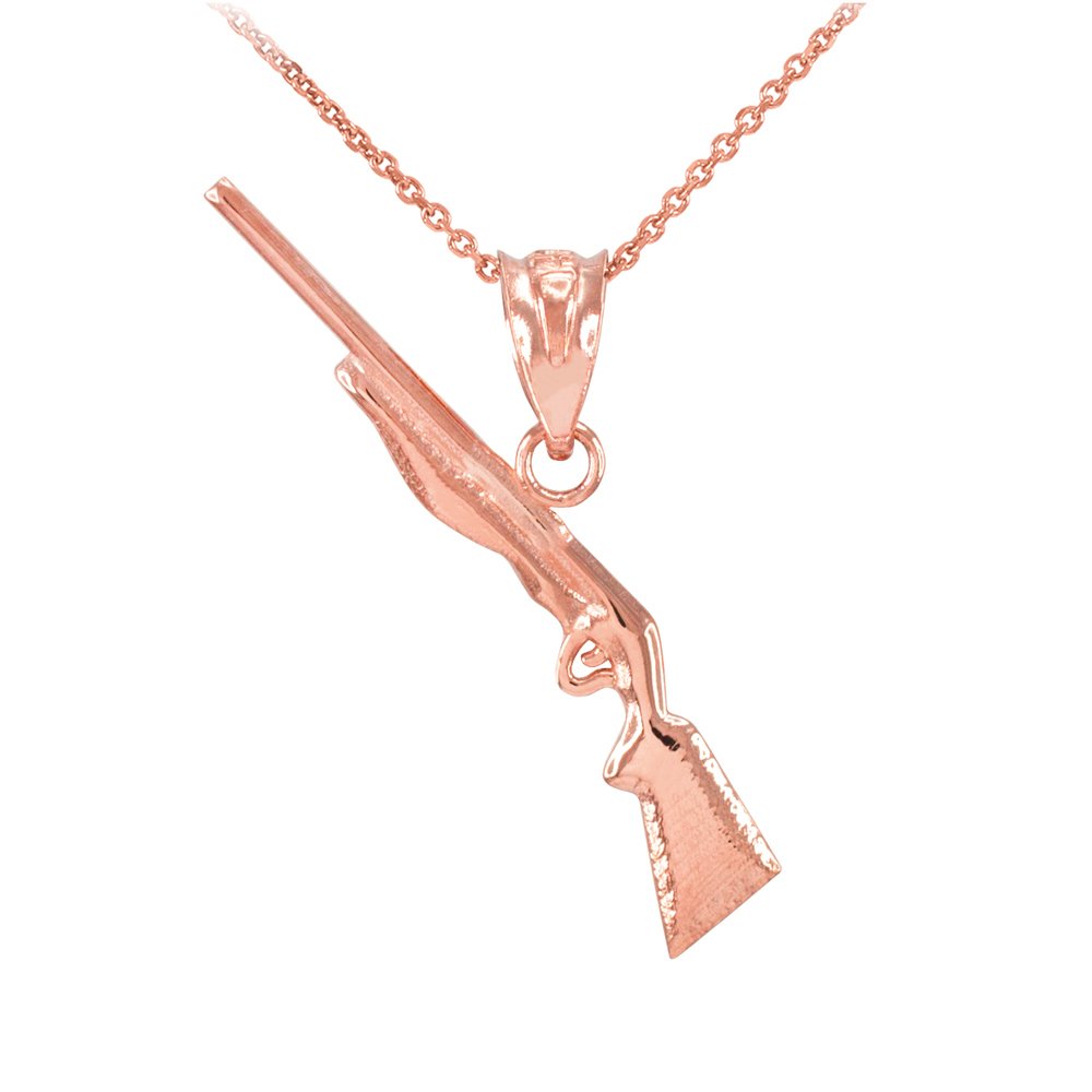 14K Rose Gold Hunting Shotgun Rifle Pendant Necklace for Men - Elegant Outdoor Sports Jewelry Gift for Hunters, Shooters & Gun Enthusiasts | Perfect for Hunting Trips, Range Days & Country Lifestyle