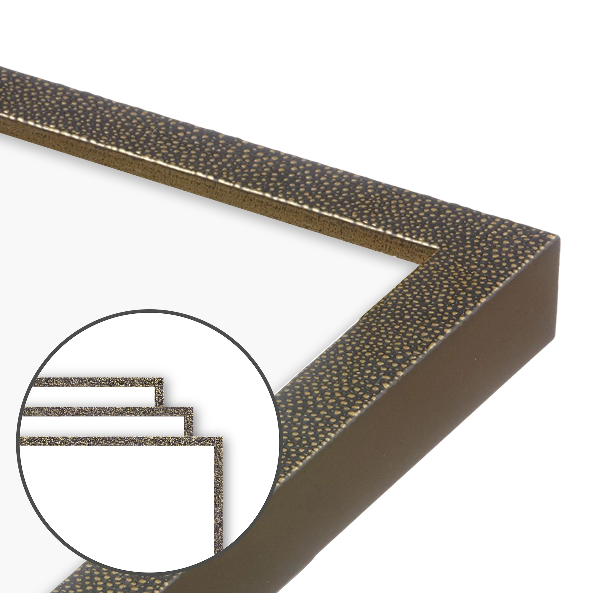 Premium Gold Shagreen Narrow Wall Frames - Set of 3 Elegant Photo Displays for Living Room, Bedroom & Office Decor