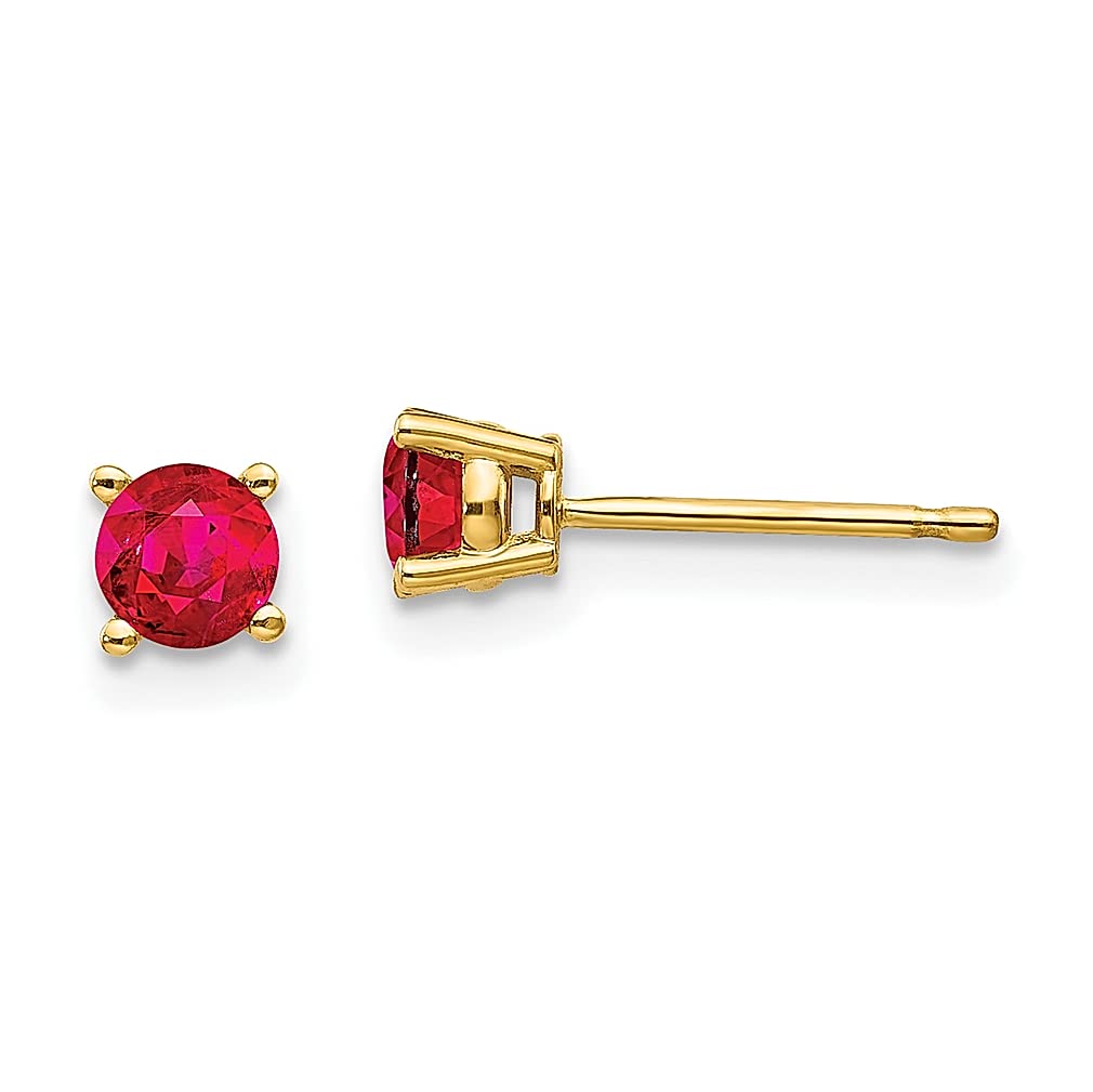 14K Yellow Gold Red Ruby Stud Earrings - July Birthstone Jewelry for Women, Elegant Fine Jewelry Gift for Her | Perfect for Birthdays, Anniversaries & Special Occasions