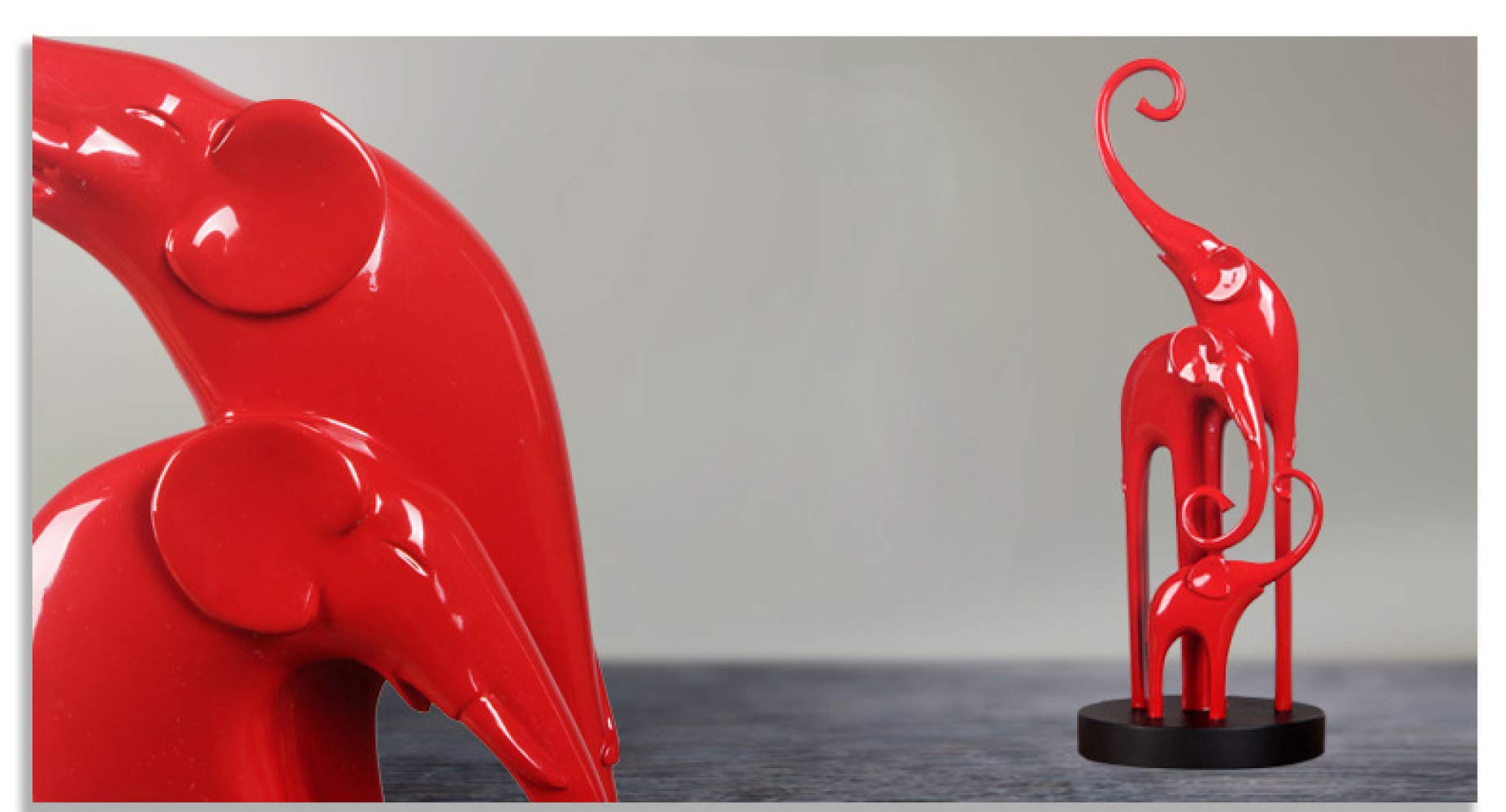 Happy Family of Three Elephant Statue - Handcrafted Resin Home Decor for Living Room, Feng Shui Gift for Housewarming & Wedding - Perfect for Shelf, Mantel & Office Desk Decor