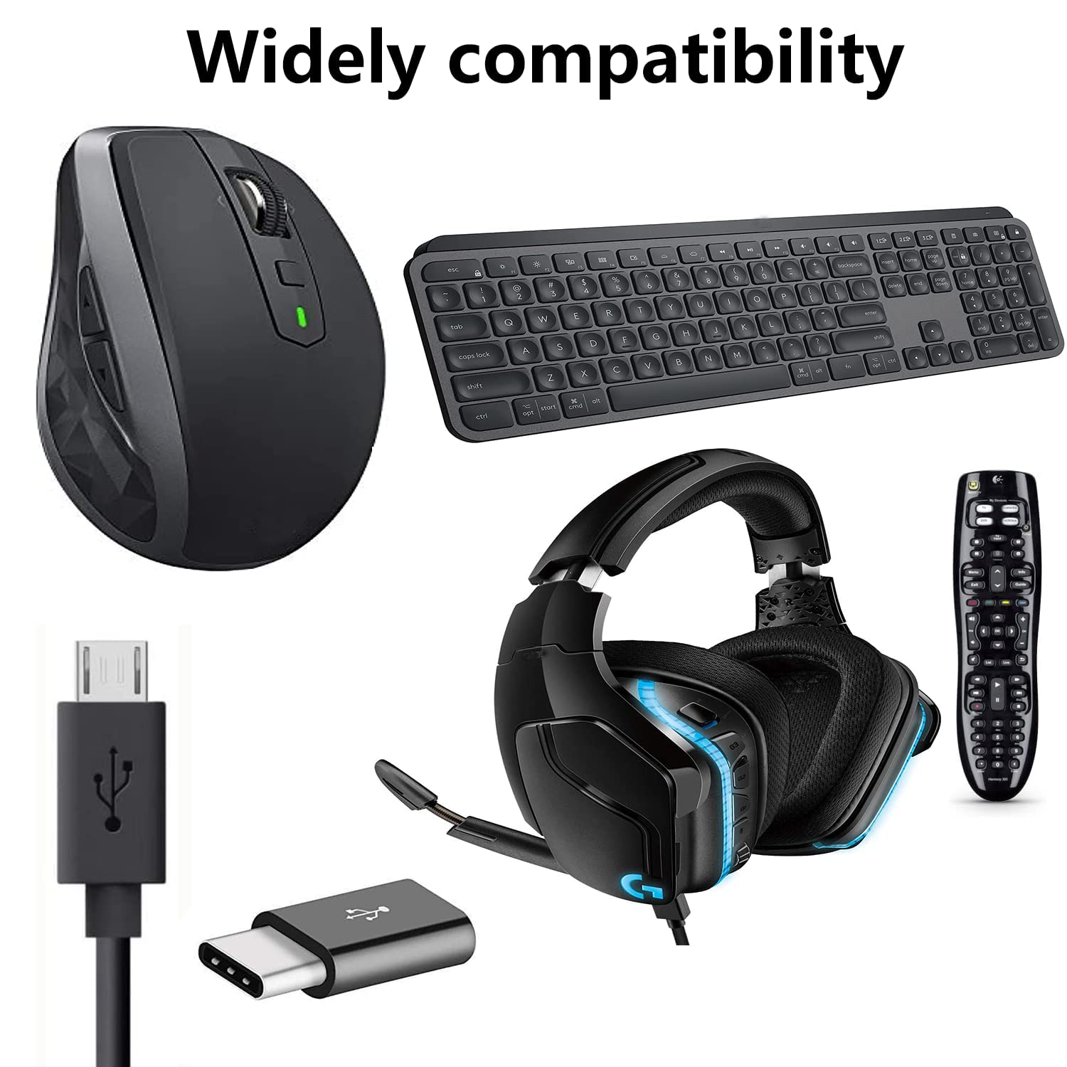 KQWOMA Replacement USB Charging Cable - Compatible with Wireless Headsets, Keyboards, Mouse, Webcam & More Devices | Fast Charging Cord for Home, Office & Travel Use