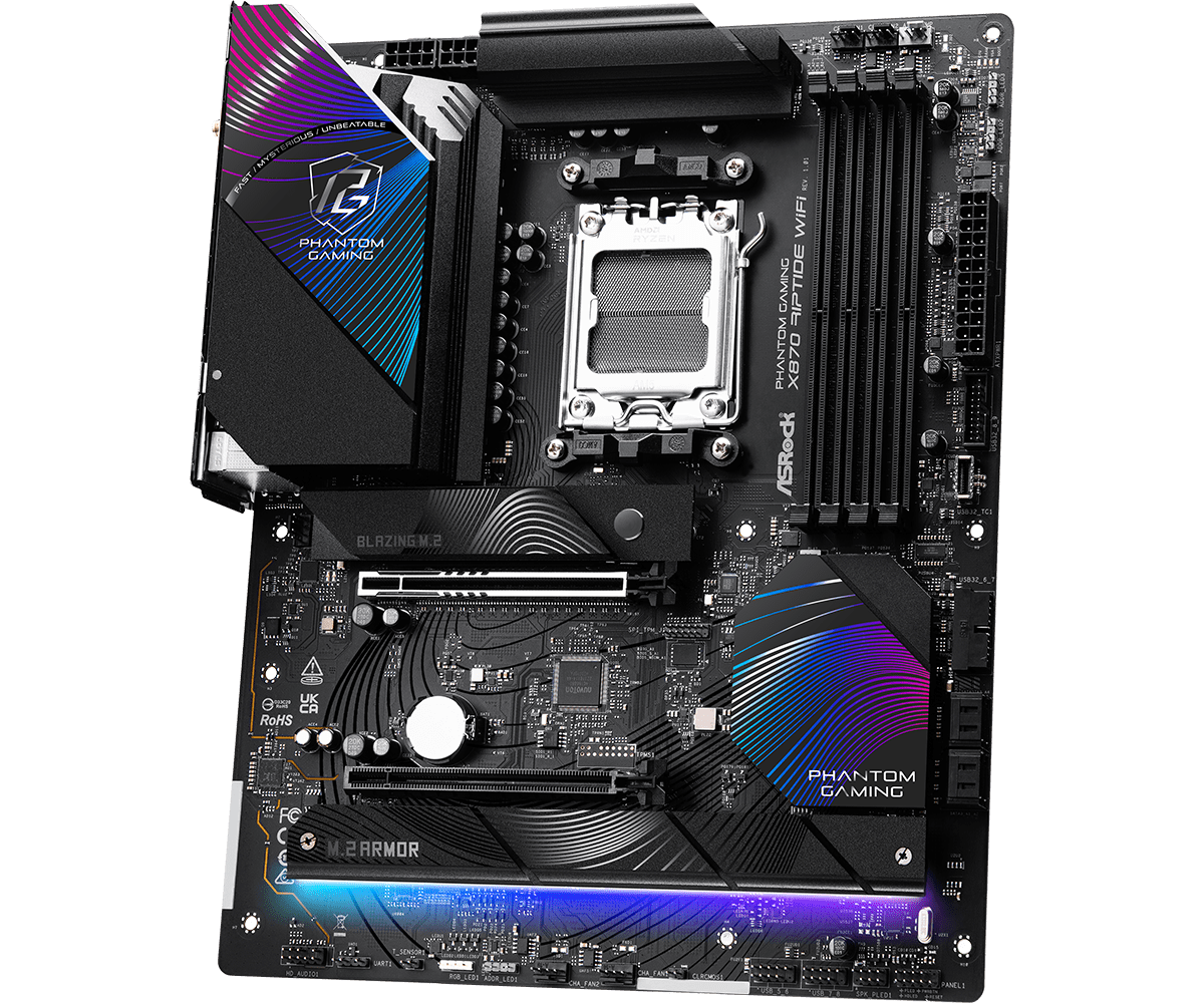 ASRock X870 Riptide WiFi AMD AM5 DDR5 ATX Gaming Motherboard - High Performance for PC Builds, Streaming & Content Creation