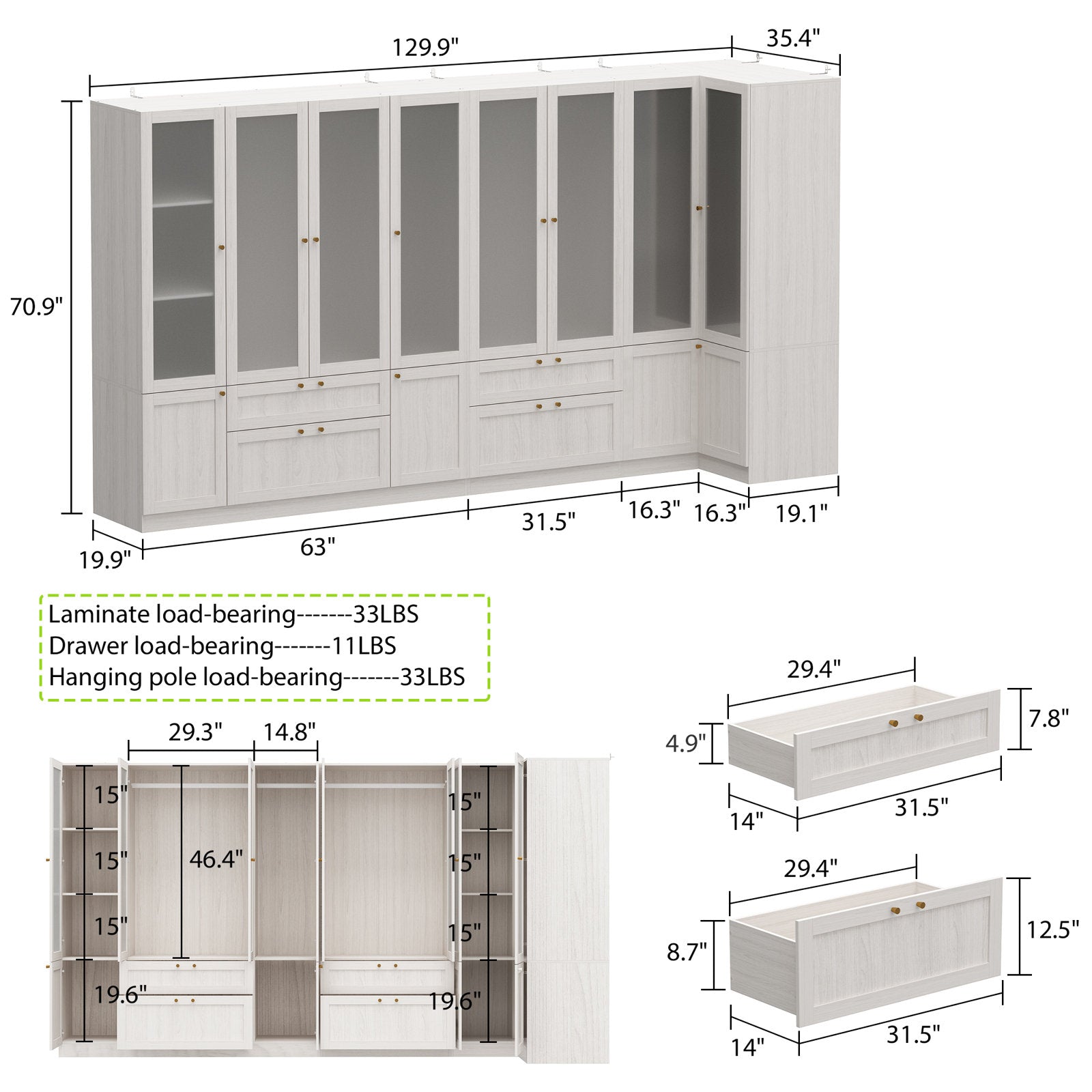 Solid Wood & Manufactured Wood Armoire - Spacious Storage for Bedroom, Living Room, or Office - Perfect for Organizing Clothes, Linens, and Home Essentials