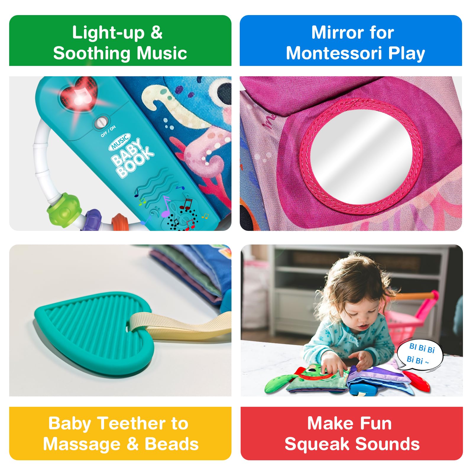 **Soft 3D Activity Cloth Book for Babies 6-12 Months - Montessori Musical Toy for Newborns & Infants - Early Learning & Tummy Time Development - Perfect Baby Shower Gift for Boys & Girls (Ocean Theme)**    *(Ideal for playtime, sensory stimulation, and early childhood education at home or daycare!)*