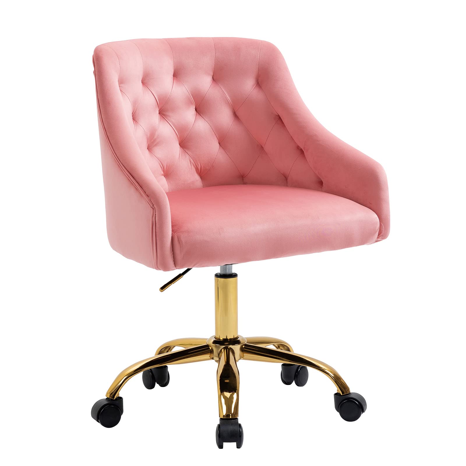Luxury Velvet Desk Chair - Modern Upholstered Office Chair with 360° Swivel & Height Adjustment - Ergonomic Rolling Task Chair for Home Office, Study, or Vanity Area - Perfect for Working, Gaming, and Makeup Station