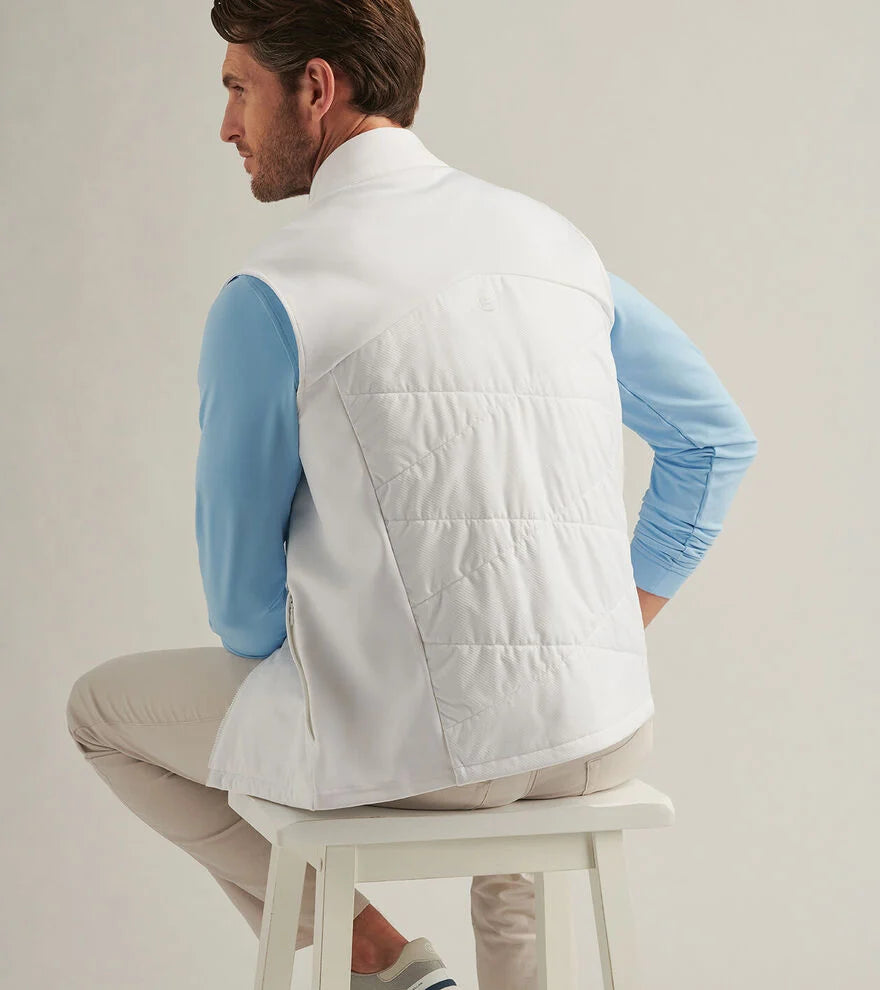 Peter Millar Men's Fuse Hybrid Vest - Lightweight Insulated Puffer Jacket for Outdoor Activities (White) | Perfect for Hiking, Golf & Winter Sports