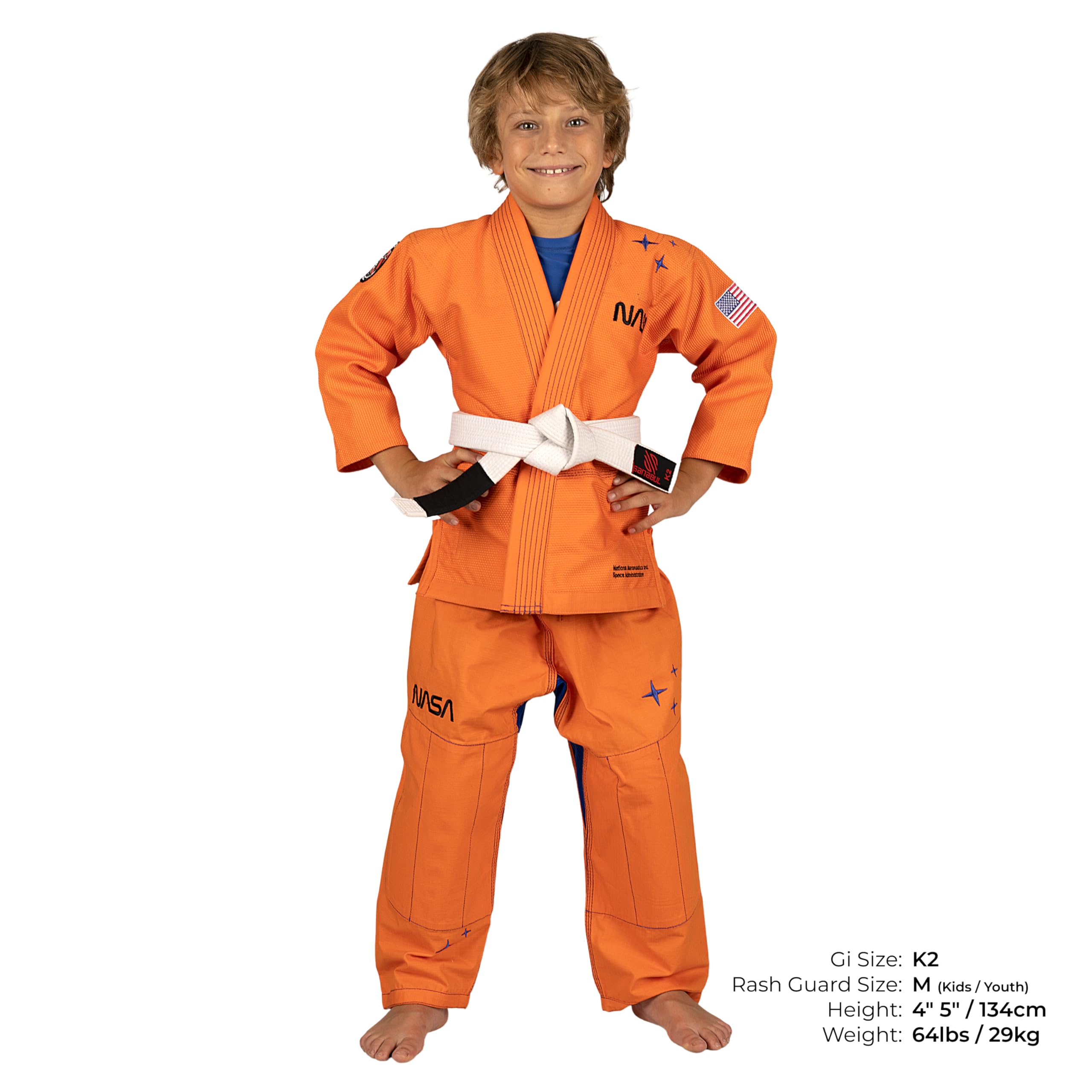 Sanabul NASA Kids BJJ Gi - Lightweight Youth Jiu Jitsu Uniform with Cosmic Design | Perfect for Training, Competitions & Martial Arts Classes