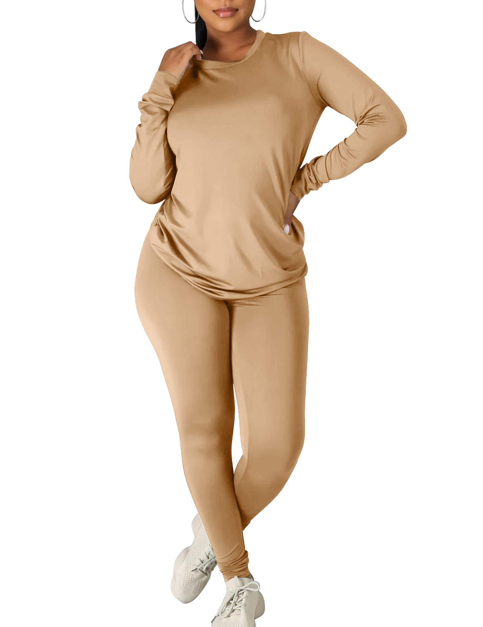 Kaximil Women's 2-Piece Workout Tracksuit Set - Long Sleeve Top & Legging Jogger Pants for Yoga, Running & Gym | Comfortable Athletic Outfit for Women