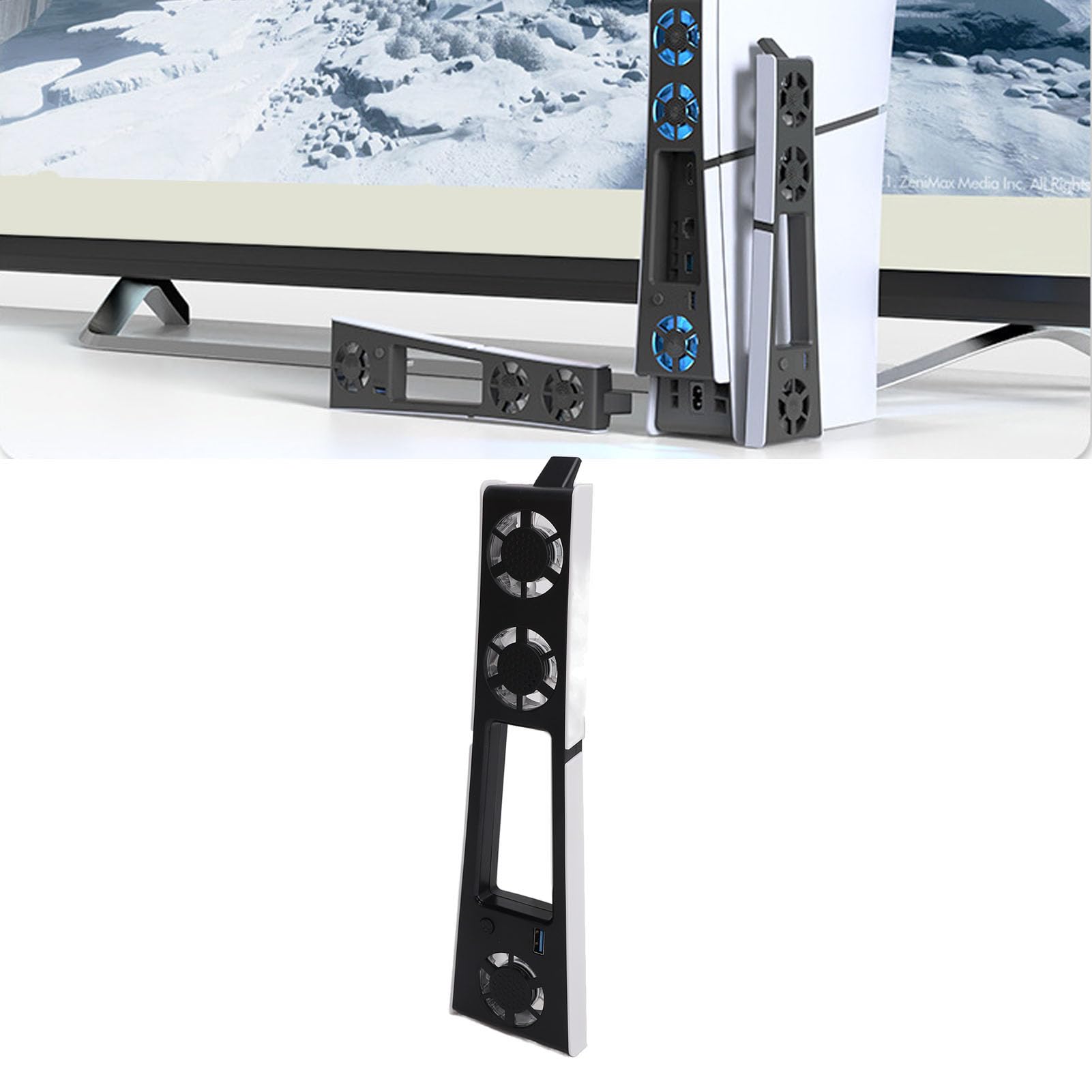 PS5 Slim Cooling Fan - Super Quiet Cooling Station with LED Lights, 2 Adjustable Speed Settings - Perfect for Gaming Sessions & Preventing Overheating