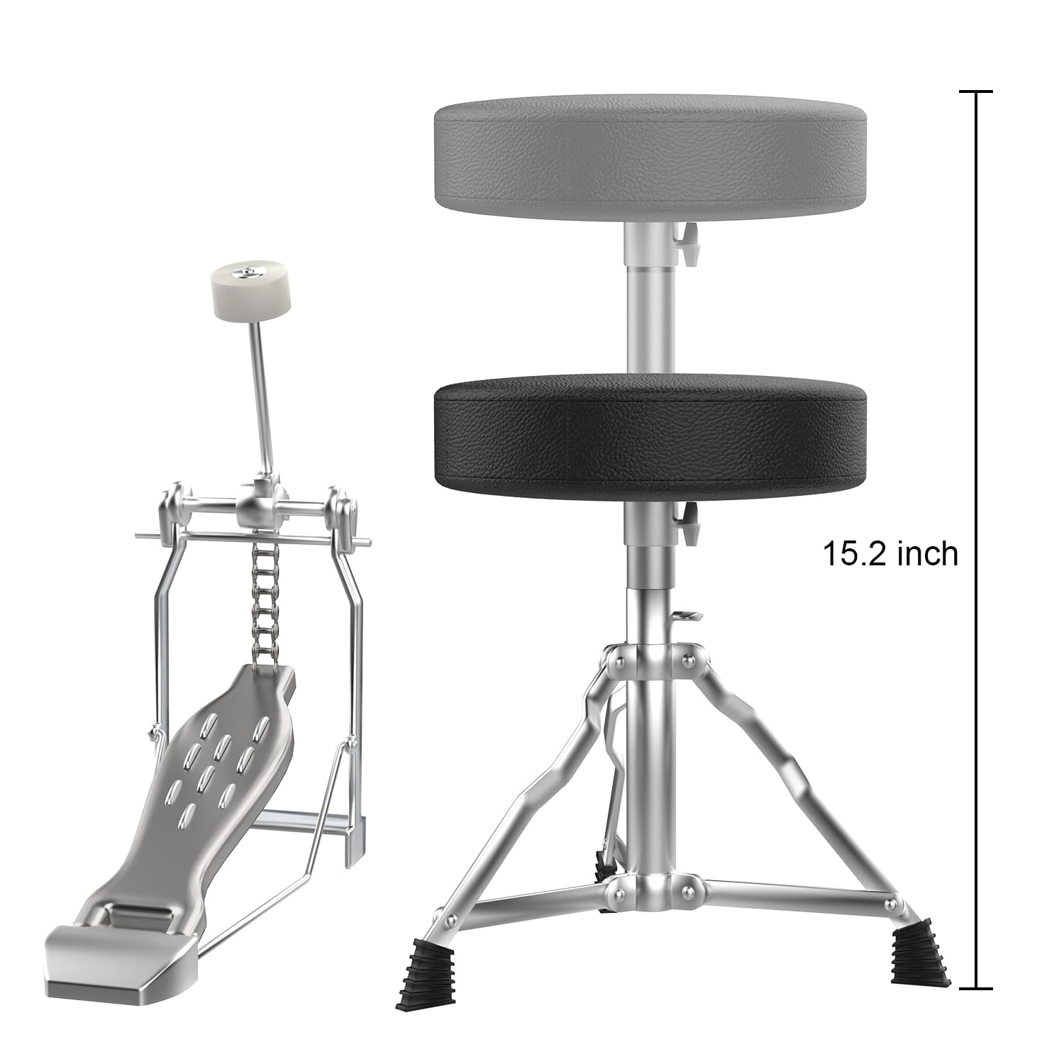 Blue 3-Piece Beginner Drum Set Kit with Throne Stool - Kids Starter Drum Kit for Learning & Practice - Perfect for Home, School & Music Classes
