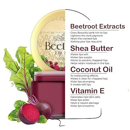 Organic Beetroot Lip Balm with Natural Beetroot Extract, Shea Butter & Almond Oil - Hydrating & Nourishing Lip Care for Dry Lips - Vegan, Cruelty-Free Lip Balm for Women & Men (0.5 oz) - Perfect for Daily Moisturizing, Winter Protection & Natural Lip Tint