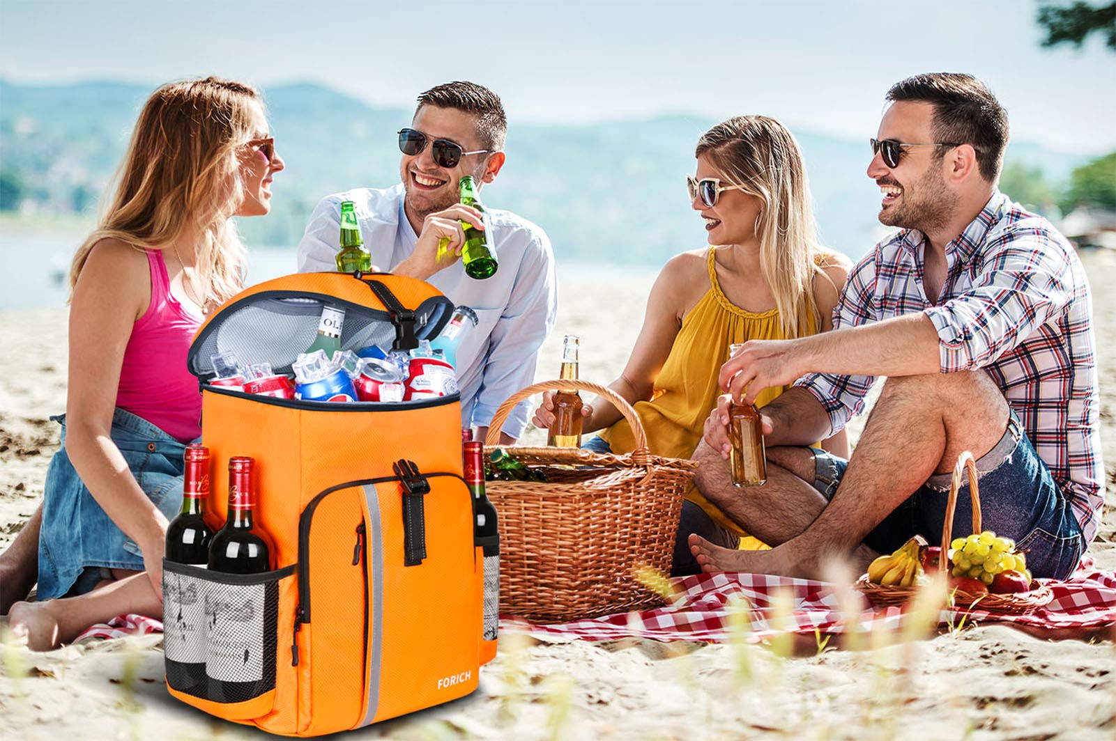 FORICH Leakproof Insulated Backpack Cooler - Waterproof Lightweight Soft Cooler Bag for Beach, Picnics, Camping & Hiking - Holds 30 Cans - Perfect for Work Lunch, Outdoor Adventures & Travel
