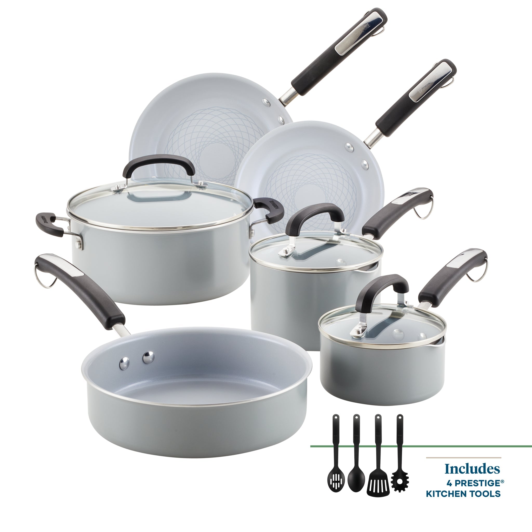 13-Piece Eco-Friendly Recycled Aluminum Nonstick Cookware Set - Durable Ceramic Coating for Healthy Cooking - Perfect for Frying, Sautéing & Baking at Home