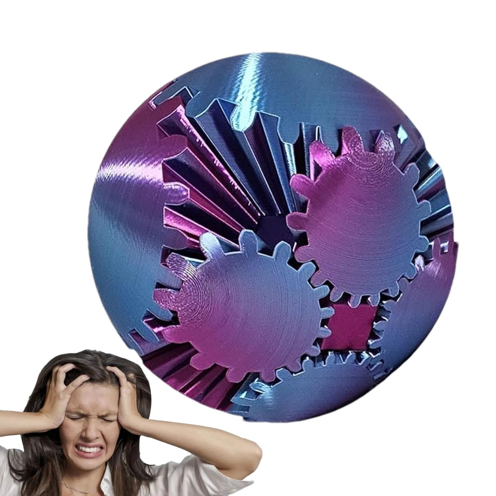 3D Printed Gear Stress Relief Ball | Fidget Spin Toy for Kids & Adults | Anti-Anxiety Sensory Gear Ball | Perfect for Office, School & Travel Stress Relief